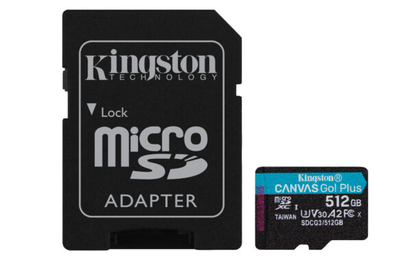 Kingston Technology 512GB microSDXC Canvas Go Plus 170R A2 U3 V30 Speicherkarte + Adapter