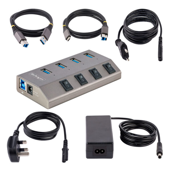 StarTech.com 4-Port USB 3.0 Hub Mit Netzteil Und Individuellen Ein/Aus Schaltern, USB-C/A 3.1 Auf 4x USB-A, 5Gbit/s USB Splitter/Verteiler Mit Eigener Stromversorgung - Image 6