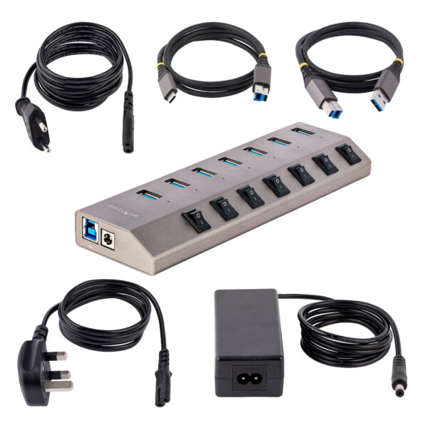 StarTech.com 7-Port USB 3.0 Hub Mit Netzteil Und Individuellen Ein/Aus Schaltern, USB-C/A 3.1 Auf 7x USB-A, 5Gbit/s USB Splitter/Verteiler Mit Eigener Stromversorgung - Image 6