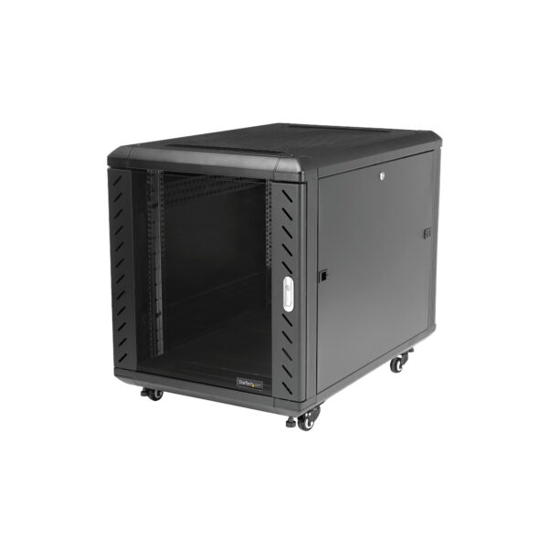 StarTech.com 4-Pfosten 12HE Server Rack, abschließbarer 19" Datenschrank für Computer / AV / IT-Ausrüstung, Büro / Heimnetzwerk-Rack mit Rollen & verstellbaren Montageschienen - Image 6