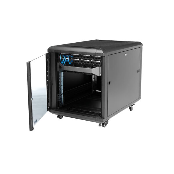 StarTech.com 4-Pfosten 12HE Server Rack, abschließbarer 19" Datenschrank für Computer / AV / IT-Ausrüstung, Büro / Heimnetzwerk-Rack mit Rollen & verstellbaren Montageschienen - Image 5