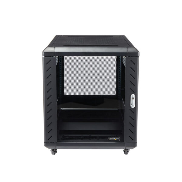 StarTech.com 4-Pfosten 12HE Server Rack, abschließbarer 19" Datenschrank für Computer / AV / IT-Ausrüstung, Büro / Heimnetzwerk-Rack mit Rollen & verstellbaren Montageschienen - Image 2