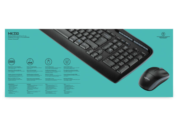 Logitech Wireless Combo MK330 Tastatur Maus enthalten Büro USB QWERTY US International Schwarz - Image 6