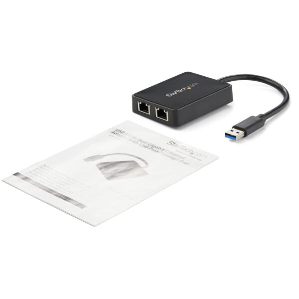 StarTech.com USB 3.0 auf Dual Port Gigabit Ethernet Adapter mit USB Anschluss - 10/100/1000 Mbit/s - USB Gigabit LAN Netzwerkadapter/NIC Adapter - Schwarz - Image 6