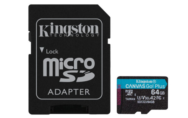 Kingston Technology 64GB microSDXC Canvas Go Plus 170R A2 U3 V30 Speicherkarte + Adapter