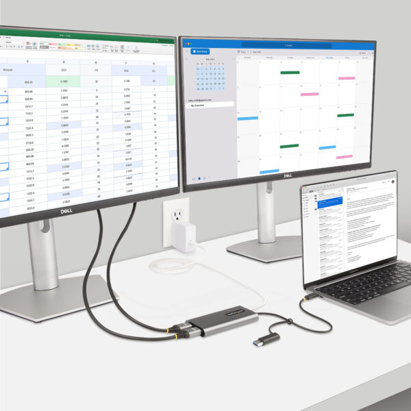 StarTech.com USB-C Dual HDMI Adapter - USB-C/USB HDMI Adapter für 2 4K 60Hz Monitore - 100W PD Pass-Through - 30 cm Festes Kabel - USB C auf HDMI - USB-C zu HDMI Multi-Monitor Adapter/Videokonverter - Image 6