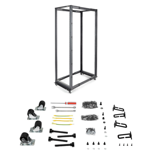 StarTech.com 4-Pfosten 42 HE Mobiles Open Frame Serverrack, 19" Netzwerk Rack mit Rädern, Rack für Computer/AV/Daten/IT Geräte - Rollen, Nivellierfüße oder Bodenmontage - Image 7