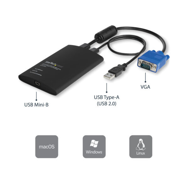 StarTech.com USB Crash Cart Adapter - Portables KVM Adapter - Laptop KVM Konsole für Headless Geräte/Server/ATM/POS/Embeded - Laptop KVM Konsole konverter - KVM Console Adapter - Image 7