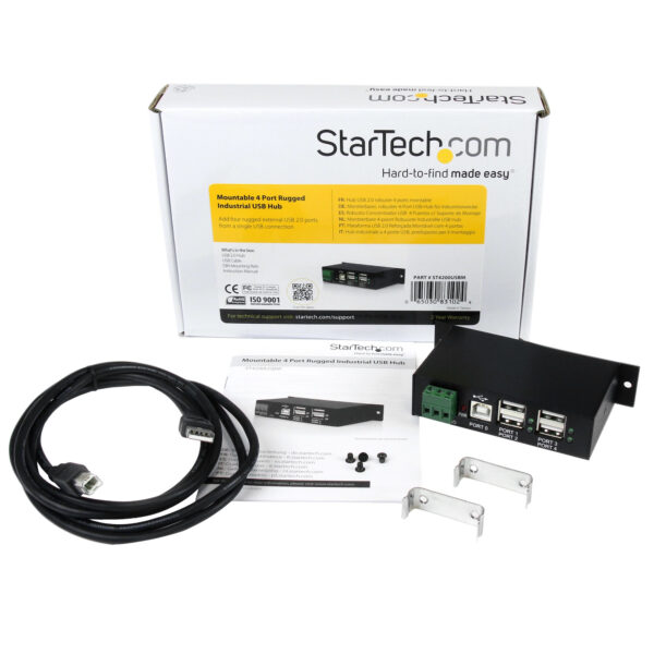 StarTech.com Industrieller 4 Port USB 2.0 Hub - Montierbarer USB Metall Hub in Schwarz - Image 7