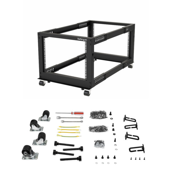 StarTech.com 4-Pfosten 12 HE Mobiles Open Frame Serverrack, 19 Zoll Netzwerk Rack mit Rädern, Rack für Computer/AV/Daten/IT Geräte - Rollen, Nivellierfüße oder Bodenmontage - Image 6