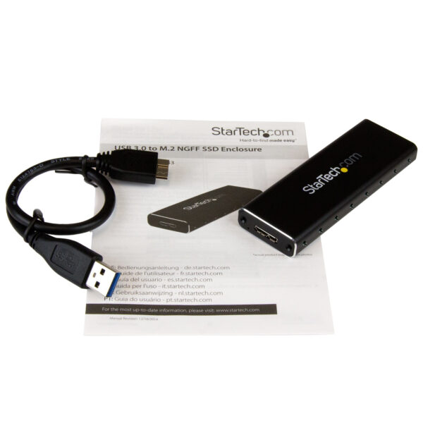 StarTech.com M.2 SSD Aluminiumgehäuse für USB 3.0 (5Gbit/s) mit UASP - Schwarz - M.2 NGFF SATA mit B Key & B+M Key - Externes tragbares M.2-Gehäuse - Nicht kompatibel mit NVMe / AHCI - Image 6