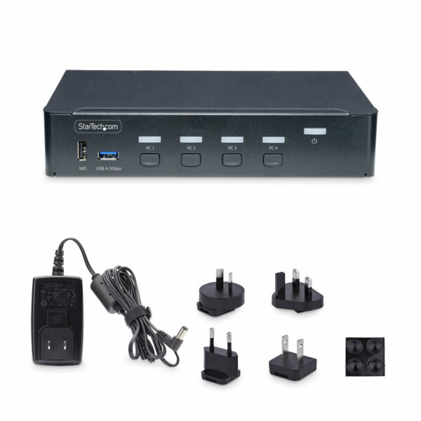 StarTech.com 4-Port DisplayPort KVM Switch, Single 4K 60Hz Monitor, 6x USB-Ports, Hotkey- & Knopfumschaltung, KVM Umschalter, DisplayPort 1.2, OS-unabhängig, TAA-konform - Image 6