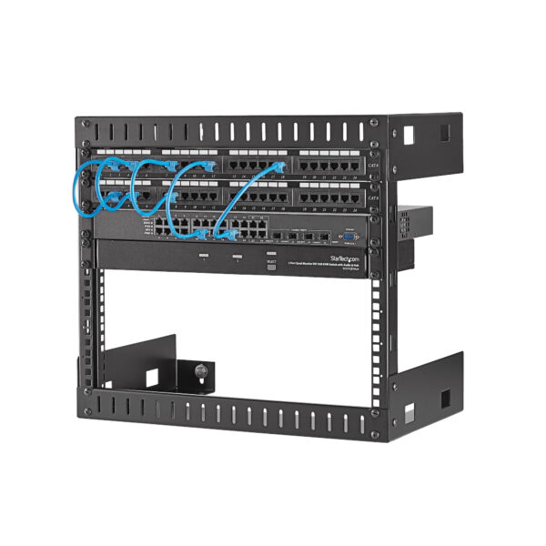 StarTech.com 2-Pfosten 8HE Heavy-Duty Wandmontage Netzwerk-Rack, 19" Open Frame Server Rack, 12" Tief, Wandmontage Daten-Rack für IT / AV / Patch Panel / Computer Geräte - Käfigmuttern und Schrauben inkl. - Image 2