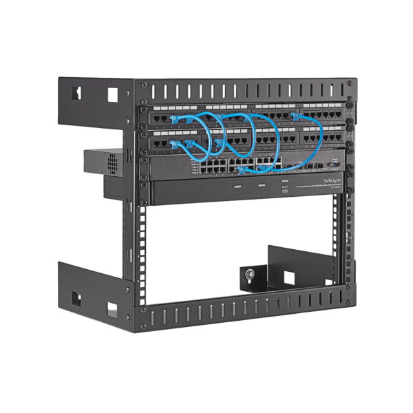 StarTech.com 2-Pfosten 8HE Heavy-Duty Wandmontage Netzwerk-Rack, 19" Open Frame Server Rack, 12" Tief, Wandmontage Daten-Rack für IT / AV / Patch Panel / Computer Geräte - Käfigmuttern und Schrauben inkl. - Image 3