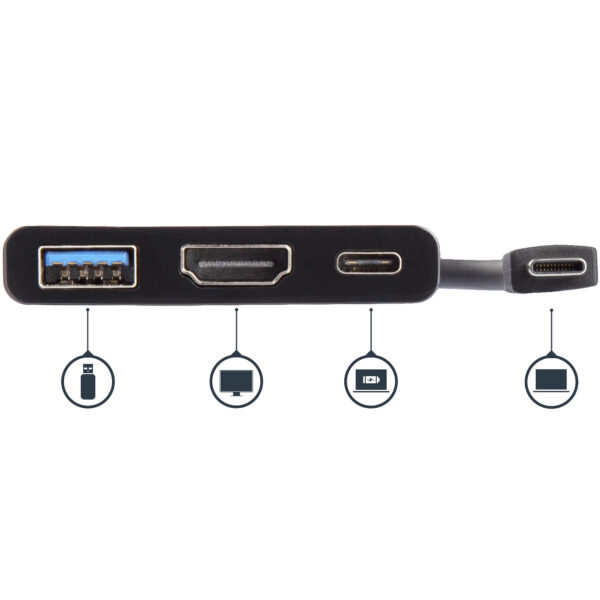 StarTech.com USB-C Multiport Adapter mit HDMI - USB 3.0 Port - 60W PD - Schwarz - Image 4