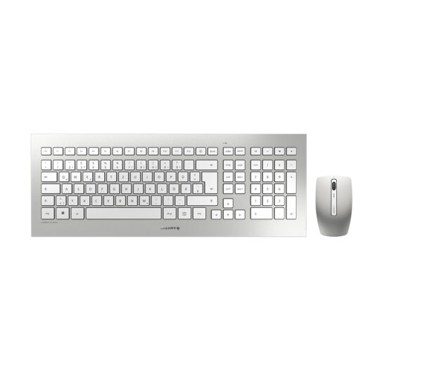 CHERRY DW 8000 Kabelloses Desktopset, Weiß/Silber, USB (QWERTZ - DE)