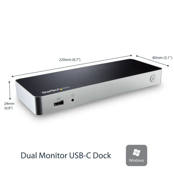 StarTech.com USB C Dockingstation für Zwei Monitore mit 60 W Power Delivery für Windows Laptops - USB C auf HDMI / DVI Dock - USB-C 3.1 Gen 1 Dock mit Laden - Thunderbolt 3 Kompatibel - Image 2