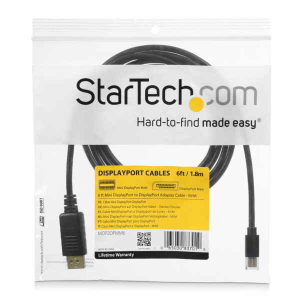 StarTech.com 3m Mini DisplayPort auf DisplayPort 1.2 Kabel - 4K x 2K UHD Mini DisplayPort auf DisplayPort Adapter Kabel - Mini DP auf DP Monitorkabel - mDP auf DP Konverterkabel - Image 3