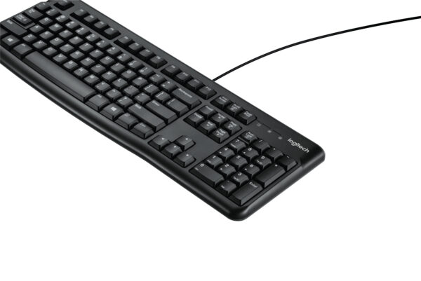 Logitech K120 Corded Keyboard Tastatur Büro USB QWERTY US International Schwarz