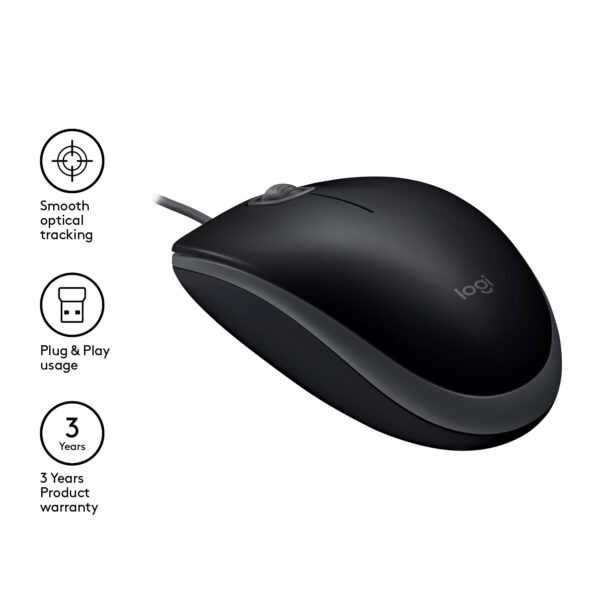 Logitech B110 Silent Maus Büro Beidhändig USB Typ-A Optisch 1000 DPI - Image 6