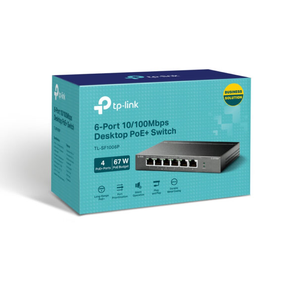 TP-Link 6-Port 10/100Mbit/s-Desktop-Switch mit 4-Port PoE+ - Image 3