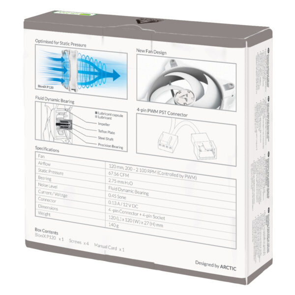 ARCTIC BioniX P120 (Grau/Weiß) – 120 mm PWM PST Gaming Lüfter optimiert für statischen Druck - Image 7