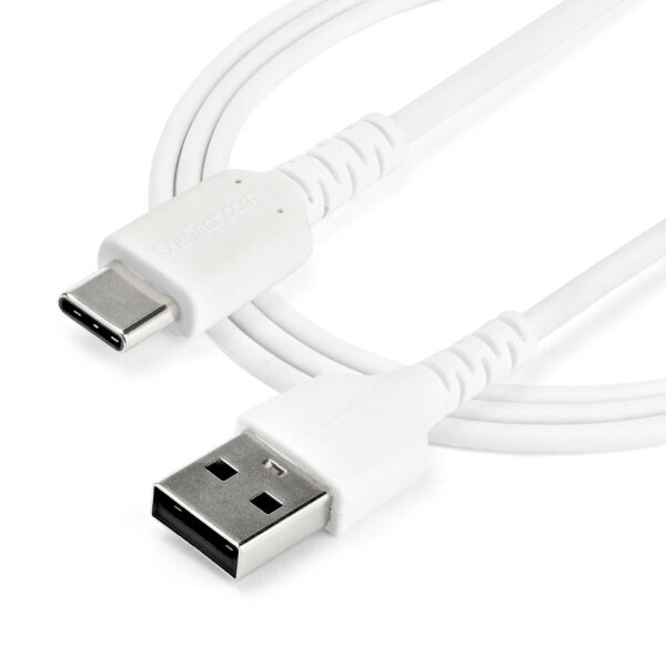 StarTech.com 2m USB-A zu USB-C-Schnellladekabel, Laden und Synchronisieren, 3A, USB 2.0, Weiße TPE-Ummantelung und Aramidfaser - Robustes USB Ladekabel - Image 4