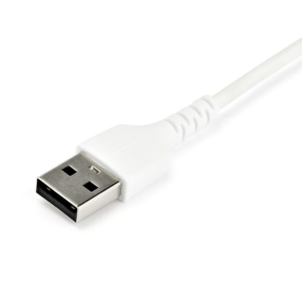 StarTech.com 2m USB-A zu USB-C-Schnellladekabel, Laden und Synchronisieren, 3A, USB 2.0, Weiße TPE-Ummantelung und Aramidfaser - Robustes USB Ladekabel - Image 3