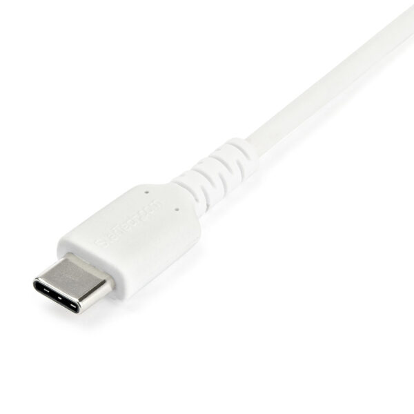 StarTech.com 2m USB-A zu USB-C-Schnellladekabel, Laden und Synchronisieren, 3A, USB 2.0, Weiße TPE-Ummantelung und Aramidfaser - Robustes USB Ladekabel - Image 2