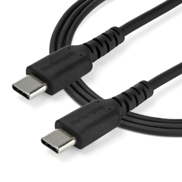 StarTech.com 2m USB-C Ladekabel - Langlebiges USB 2.0 Typ C zu USB C Datenübertragungs-/Schnellladekabel - TPE Mantel Aramidfaser M/M 60W Schwarz - Samsung S10 S20 iPad Pro MS Surface - Image 3