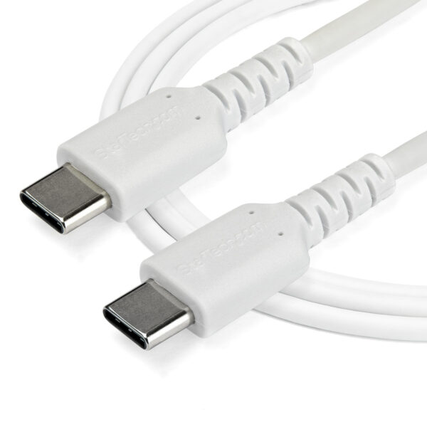 StarTech.com 2m USB-C Ladekabel - Langlebiges USB 2.0 Typ C zu USB C Datenübertragungs-/Schnellladekabel - TPE Mantel Aramidfaser M/M 60W Weiß - Samsung S10 S20 iPad Pro MS Surface - Image 3