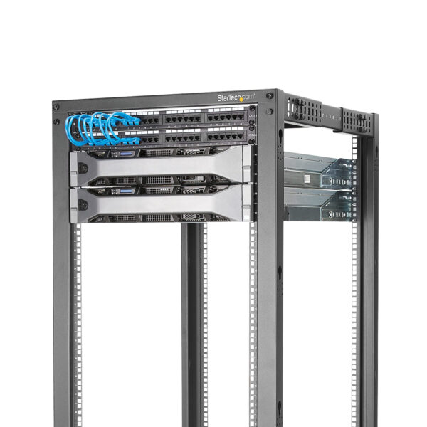 StarTech.com 4-Pfosten 15 HE Mobiles Open Frame Serverrack, 19 Zoll Netzwerk Rack mit Rädern, Rack für Computer/AV/Daten/IT Geräte - Rollen, Nivellierfüße oder Bodenmontage - Image 3