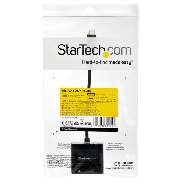 StarTech.com USB-C auf DisplayPort Adapter mit Power Delivery - 8K 60Hz /4K 120Hz USB-C auf DP 1.4 Alt Mode Videoadapter mit 60W PD Pass-Through Laden - HBR3 - Thunderbolt 3 Kompatibel - Image 5