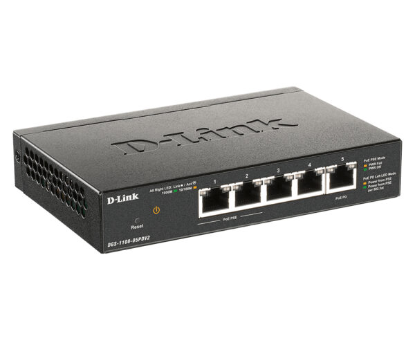 D-Link DGS-1100-05PDV2 Netzwerk-Switch Managed Gigabit Ethernet (10/100/1000) Power over Ethernet (PoE) Schwarz - Image 3