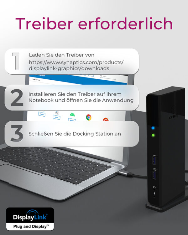 ICY BOX IB-DK2251AC Kabelgebunden USB 3.2 Gen 2 (3.1 Gen 2) Type-A Schwarz - Image 2