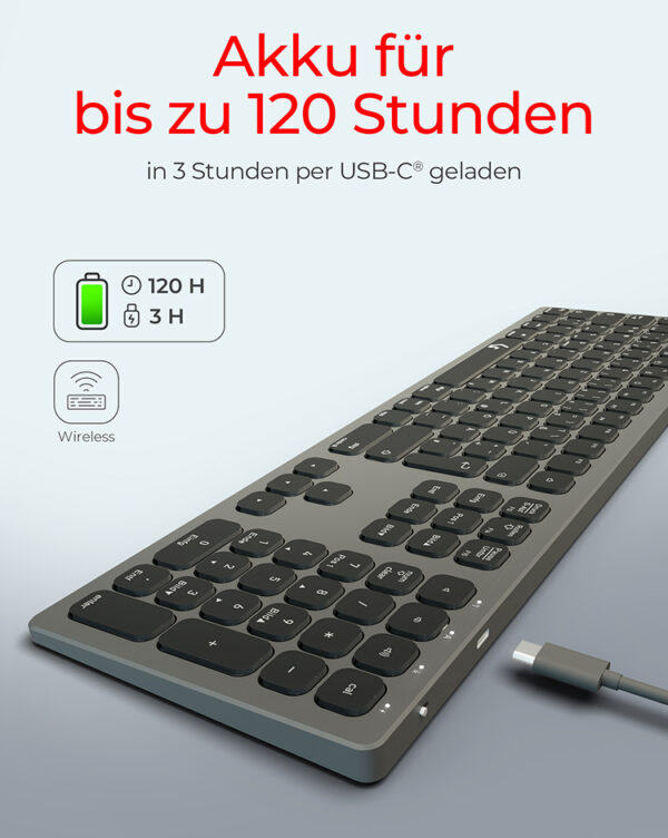 KeySonic KSK-8023BTRF Tastatur Universal Bluetooth QWERTZ Deutsch Anthrazit, Schwarz - Image 6