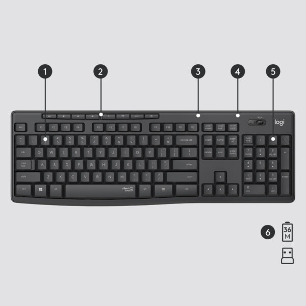 Logitech MK295 Silent Wireless Combo Tastatur Maus enthalten Büro USB QWERTY US International Graphit - Image 6