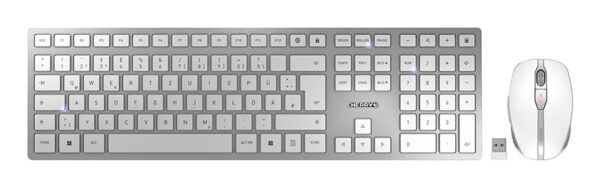 CHERRY DW 9100 SLIM Tastatur Maus enthalten Universal RF Wireless + Bluetooth QWERTZ Deutsch Silber