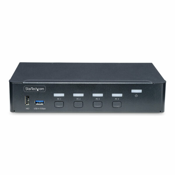 StarTech.com 4-Port DisplayPort KVM Switch, Single 4K 60Hz Monitor, 6x USB-Ports, Hotkey- & Knopfumschaltung, KVM Umschalter, DisplayPort 1.2, OS-unabhängig, TAA-konform - Image 3