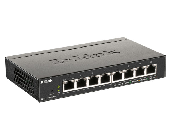 D-Link DGS-1100-08PV2 Managed L2/L3 Gigabit Ethernet (10/100/1000) Power over Ethernet (PoE) Schwarz - Image 2