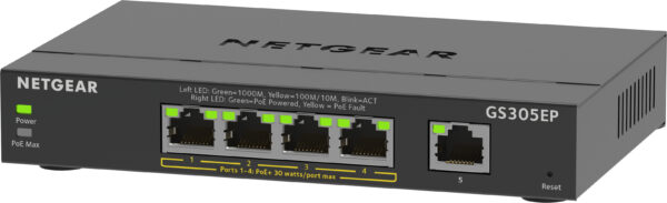NETGEAR GS305EP Switch 5 Port Gigabit Ethernet LAN PoE Switch Plus (mit 4x PoE+ 63W, Managed Netzwerk Switch mit IGMP Snooping, QoS, VLAN, lüfterloses Metallgehäuse) – Bild 3