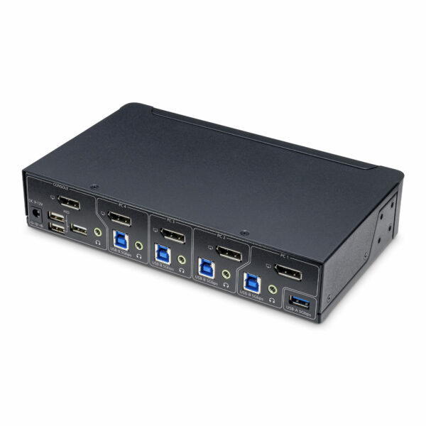 StarTech.com 4-Port DisplayPort KVM Switch, Single 4K 60Hz Monitor, 6x USB-Ports, Hotkey- & Knopfumschaltung, KVM Umschalter, DisplayPort 1.2, OS-unabhängig, TAA-konform - Image 2