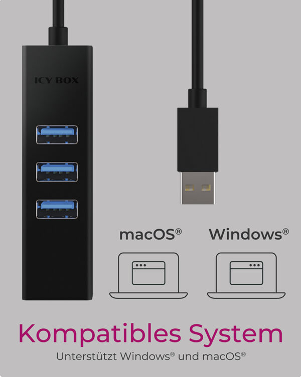 ICY BOX IB-HUB1419-LAN USB 3.2 Gen 1 (3.1 Gen 1) Type-A Schwarz - Image 5