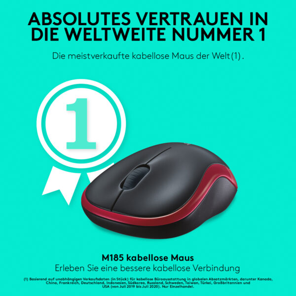 Logitech M185 Maus Büro Beidhändig RF Wireless Optisch 1000 DPI - Image 6