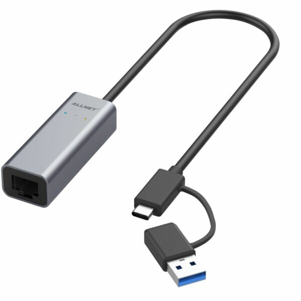 ALLNET USB 3.0 Typ-C&A Ethernet Adapter 2.5 Multi-Gigabit LAN ALL-NC-2.5G-USBC/A *ALLTRAVEL*