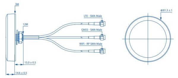 Teltonika · Zubehör · Antenne · Combo SISO Mobile/GNSS/WiFi Roof - Image 3