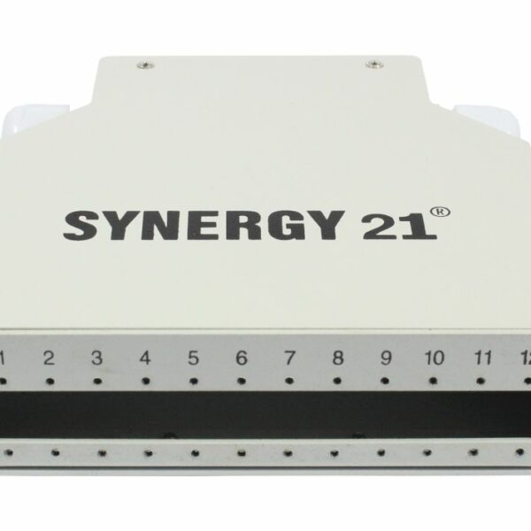 LWL-Patchpanel für Hutschiene(DIN), 12xLC-Duplex/SC-Simplex-Buchsen, ohne Kupplungen, Lichtgrau, Synergy 21,