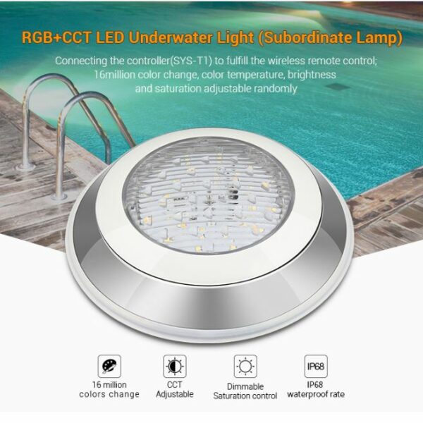 Synergy 21 LED Subordinate Poolleuchte 12W RGB+CCT mit Funk und WLAN *Milight/Miboxer*
