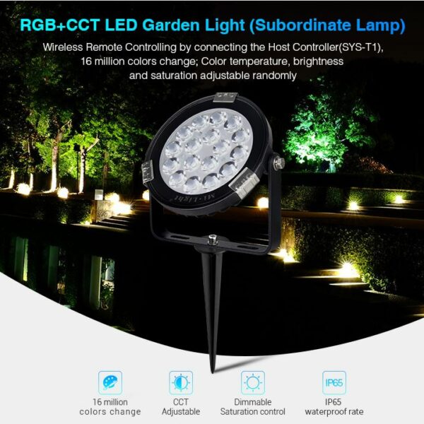 Synergy 21 LED Subordinate Garten Lampe 9W RGB-WW (RGB-CCT) mit Funk und WLAN IP65 24V *Milight/Miboxer*