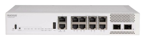 CommScope RUCKUS ICX8200-C08PF Compact Switch, 8x10/100/1000 Mbps PoE+ ports, 2x10 GbE SFP+ stacking/uplink-ports, 124W PoE budget